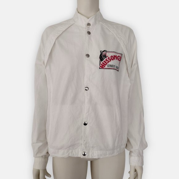 Vintage 1990s Hussong's Cerveza White Cotton Snap Button Light Jacket